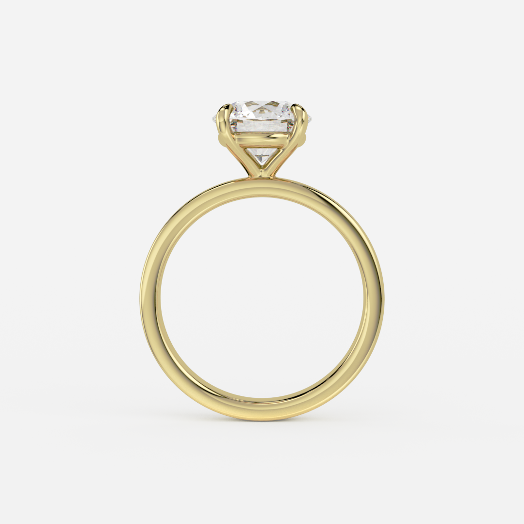 flat band engagement ring round yellow gold