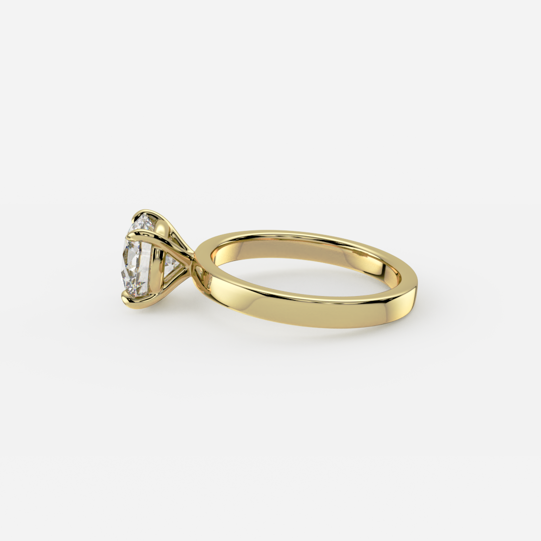 flat band engagement ring round yellow gold