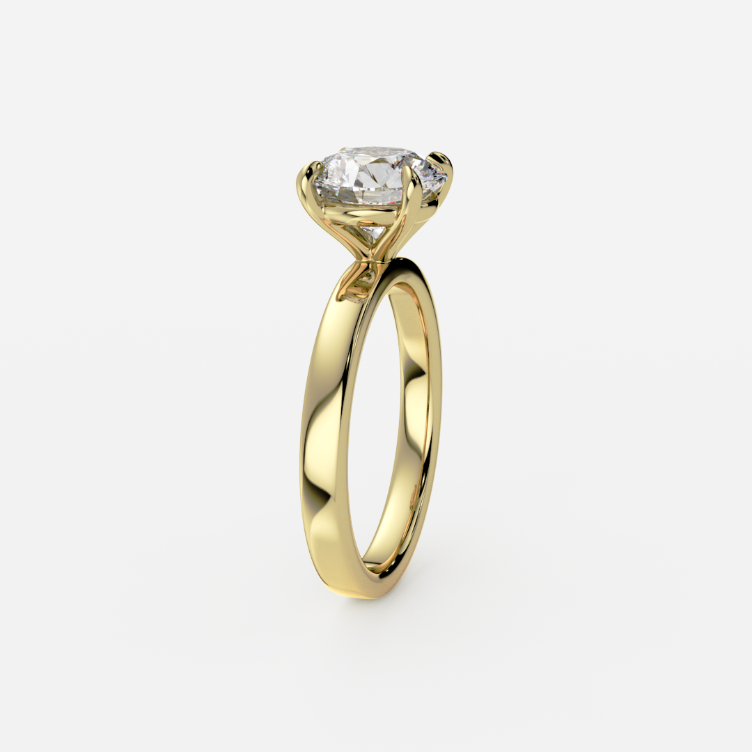 flat band engagement ring round yellow gold