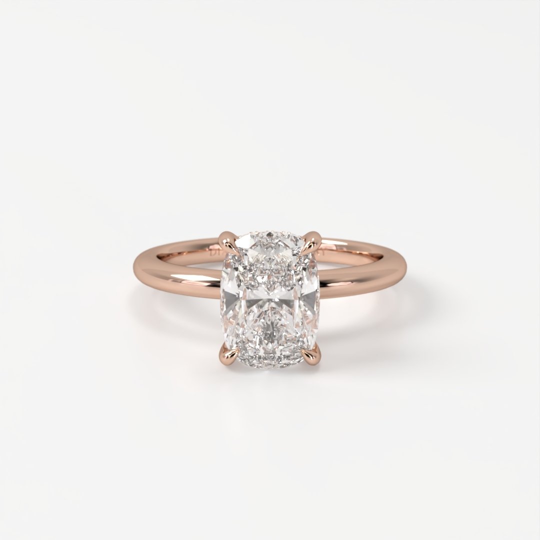 Solitaire Design with Hidden Halo & Cushion Cut